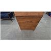 Image 5 : Vintage Wooden Drop-Front Secretary Desk With Three Drawers and Interior Cubbies 45”×51”×13”