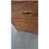 Image 6 : Vintage Wooden Drop-Front Secretary Desk With Three Drawers and Interior Cubbies 45”×51”×13”
