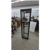 Image 1 : Tall Dark Wood Lighted Curio Display Cabinet with Glass Sides and Shelves