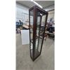 Image 4 : Tall Dark Wood Lighted Curio Display Cabinet with Glass Sides and Shelves