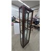 Image 5 : Tall Dark Wood Lighted Curio Display Cabinet with Glass Sides and Shelves