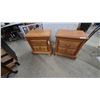 Image 1 : Pair of Oak Nightstands With Dentil Molding, Two Drawers, and Brass Hardware. 25”×24”×16”
