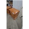 Image 5 : Pair of Oak Nightstands With Dentil Molding, Two Drawers, and Brass Hardware. 25”×24”×16”