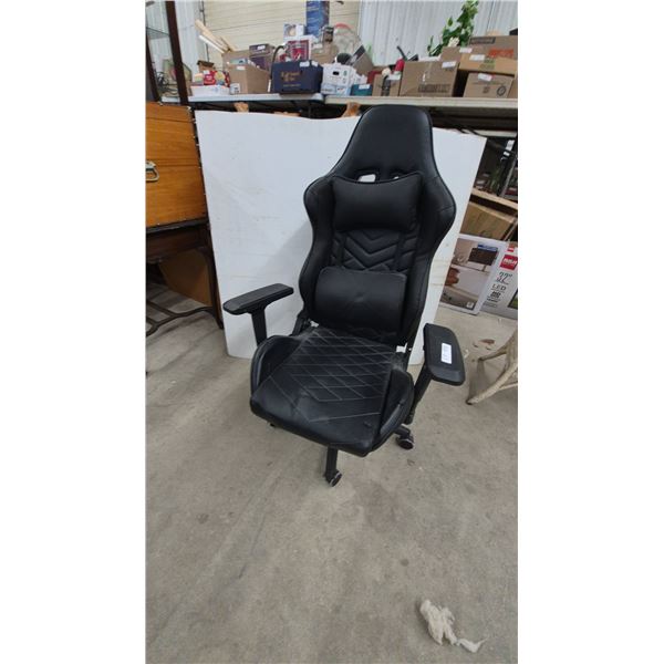 Black Faux Leather High-Back Office Chair with Adjustable Armrests