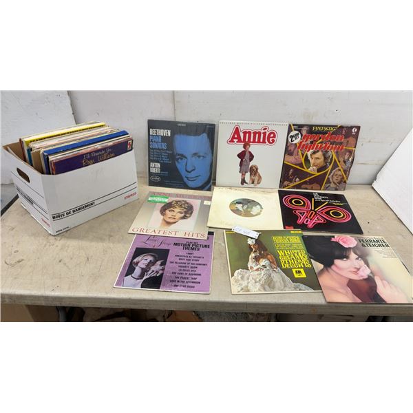 Box of Vintage Vinyl Records Including Beethoven, Annie Soundtrack, Gordon Lightfoot