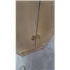 Image 4 : Mid-Century Modern Oak Veneer Cabinet with Two Doors, Two Drawers and Brass-Toned Pulls