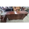 Image 2 : Traditional Dark Wood Serpentine Front Dresser with Oval Inlay and Multiple Drawers. 38”×70”×20”
