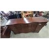 Image 3 : Traditional Dark Wood Serpentine Front Dresser with Oval Inlay and Multiple Drawers. 38”×70”×20”