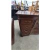 Image 6 : Traditional Dark Wood Serpentine Front Dresser with Oval Inlay and Multiple Drawers. 38”×70”×20”