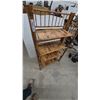 Image 4 : Vintage Four-Tier Bamboo Shelving Unit Étagère With Slatted Shelves. 51”×28”×12”
