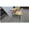 Image 5 : Pair of Mid-Century Modern Two-Tier Step End Tables, Light Wood-Grain Laminate, Tapered Legs