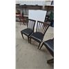 Image 5 : Dark-Stained Wooden Dining Set with Round Drop-Leaf Table 42” diameter 30” tall and Four Slat-Back