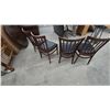 Image 6 : Dark-Stained Wooden Dining Set with Round Drop-Leaf Table 42” diameter 30” tall and Four Slat-Back