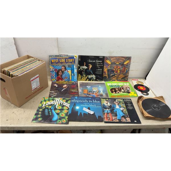 Collection of LP Albums, 45 RPM Singles, and 78 RPM Records Including ABBA, Simon and Garfunkel