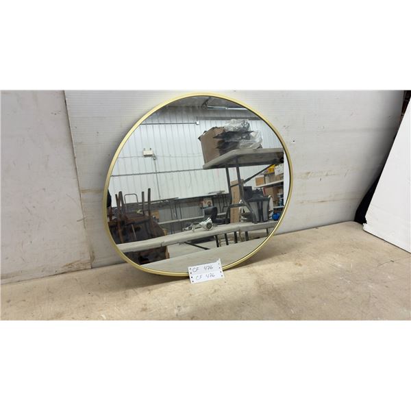 HIMROV Large Irregular Organic Asymmetrical Wall Mirror, Gold Metal Frame, 21 × 24”