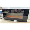 Image 1 : Contemporary Curved Glass Electric Fireplace with LED Flame Effects and Log Bed, 17 1/2 × 36”