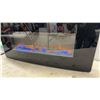 Image 2 : Contemporary Curved Glass Electric Fireplace with LED Flame Effects and Log Bed, 17 1/2 × 36”
