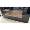 Image 4 : Contemporary Curved Glass Electric Fireplace with LED Flame Effects and Log Bed, 17 1/2 × 36”