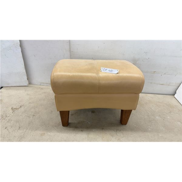 Beige Faux Leather Rectangular Storage Ottoman Footstool