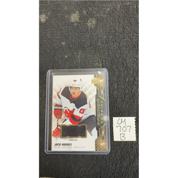 Jack Hughes Premier Rookies Jersey Card