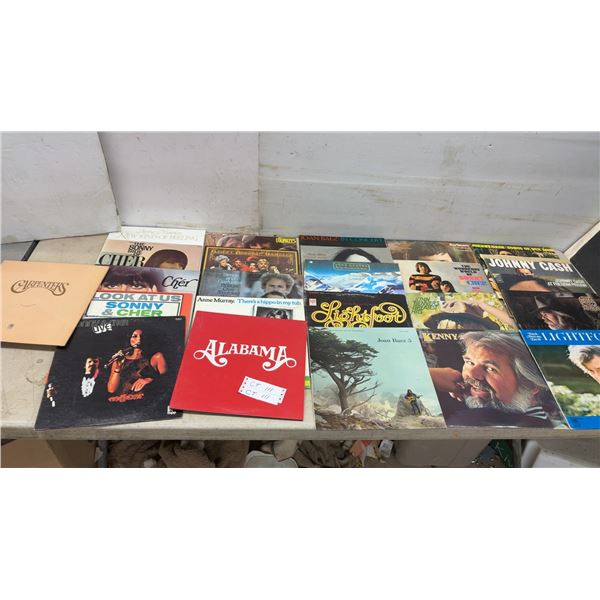 Vintage Vinyl Records Including Carpenters, Cher, Monkees, Joan Baez, Kenny Rogers