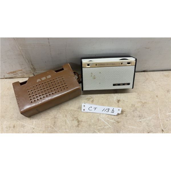 AGS Transistor 8 Model E-12 Portable Radio with Brown Leather Case