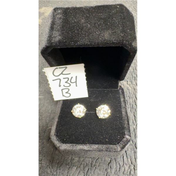 14K Gold Plated 3.0Ct Each Simulated Diamond Stud Earrings