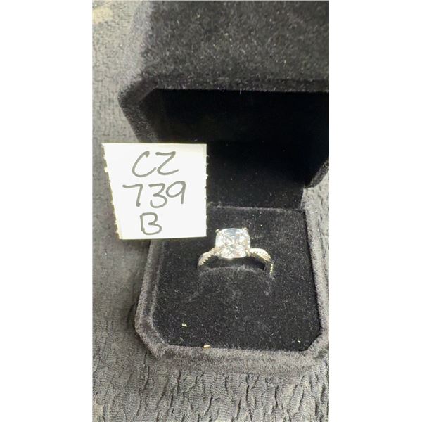 925S 3.0 Carat Cushion Cut Simulated Diamond Twist Ring, Size 7, 925S with White Gold Overlay