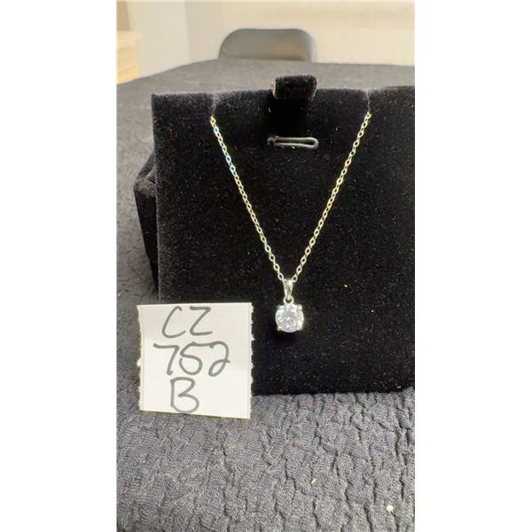 925S 0.6ct Simulated Diamond Solitaire Necklace, 16”-18” Long, 925S with White Gold Overlay