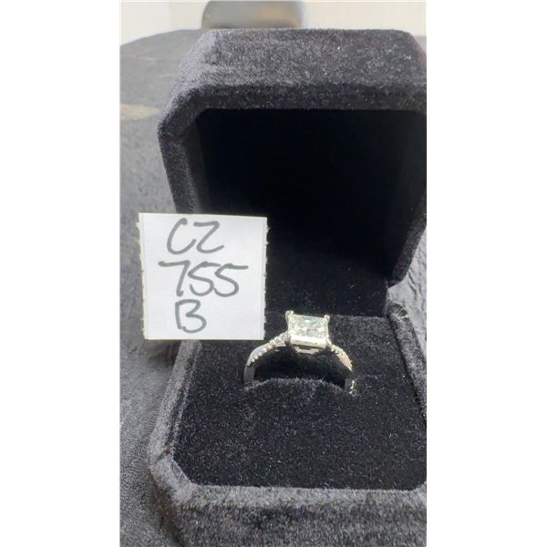 925S 2.0ct Princess Cut Moissanite Lab Diamond Twist Ring, Size 7, D, VVS1, With GRA Report