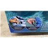 Image 3 : Aqua Pool Lounge and Tanner 2-Pack Inflatable Floats, 56”, Blue Leaf Pattern, Converts to Tanner
