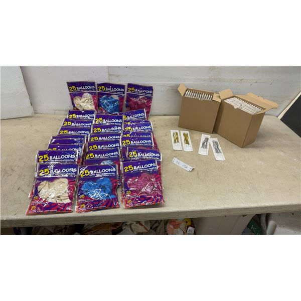 Balloons 25-Count Packages and Wavy Candles in Gold and Silver