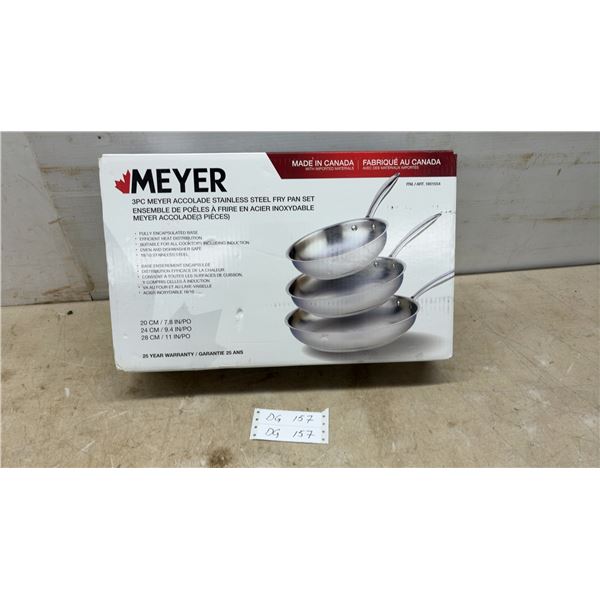Meyer Accolade 3-Piece Stainless Steel Fry Pan Set, 20, 24, 28cm, Induction Compatible