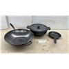 Image 1 : Tramontina Covered Cast Pot with Glass Lid, Carbon Steel Wok, and Frying Pan