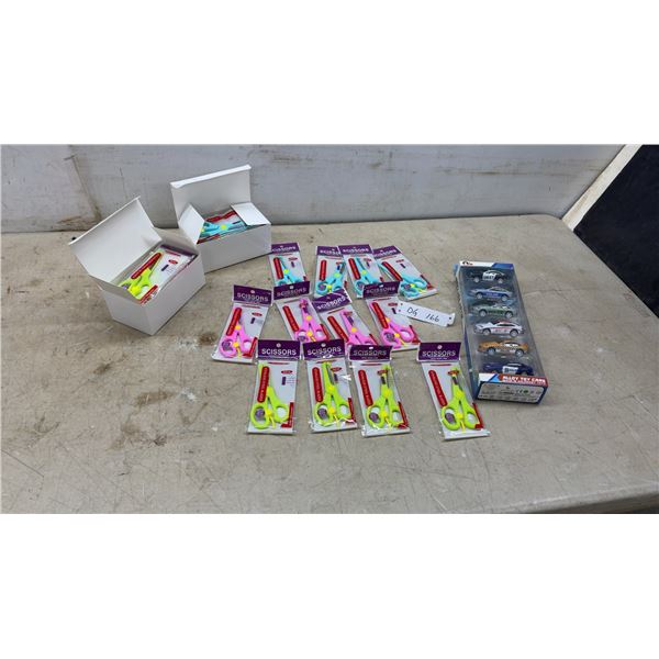 Aolebaby Alloy Police Toy Car 6-Piece Set and 36 Neon Stainless Steel Scissors