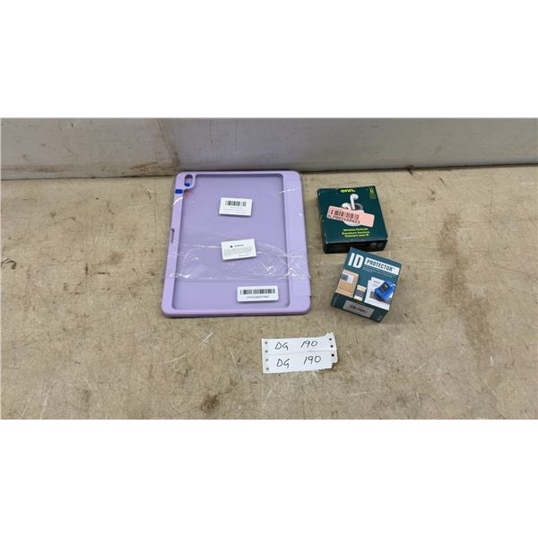 Wenlaty Lavender Purple iPad Case, Onn. Wireless Earbuds, and ID Protector Ink Roller