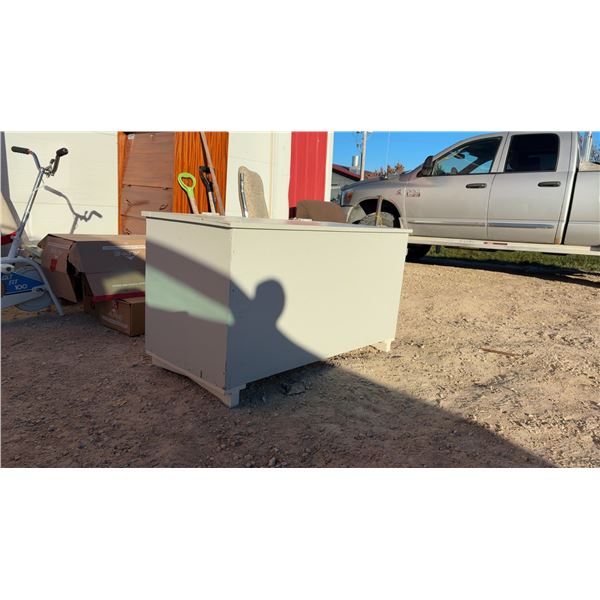 Wooden Storage Chest with Hinged Lid, 27 1/2 × 49 1/2 × 23”