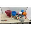 Image 1 : Garden Hose Watering Wand, Baseball Glove, Soccer Cleats Size 9.5, Balls, Buckets