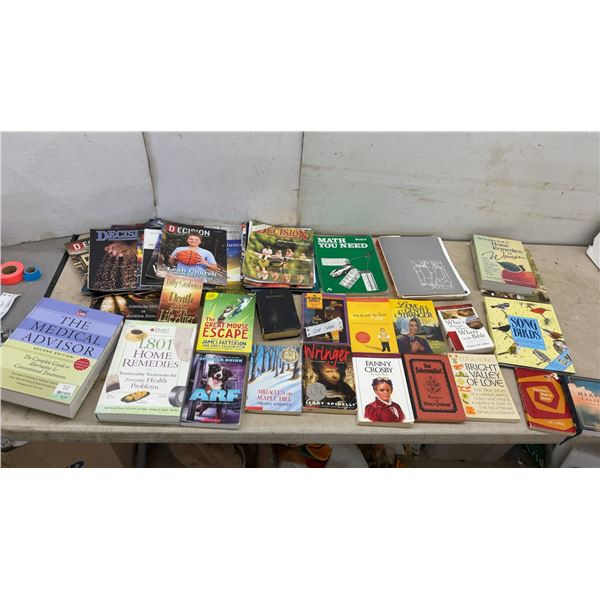 Assortment of Books Including The Medical Advisor, 1,801 Home Remedies, Decision Magazines