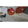 Image 4 : Vintage Metal Fuel Cans Including Red All-Purpose Gasoline Can and 3 Jerry Cans