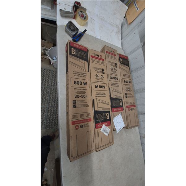 4 new Stelpro Brava Electric Baseboard Heater, 500W, 27 7/8” (708 mm), Ideal for 30-50 Sq. Ft.
