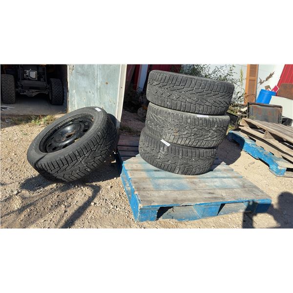 Set of 4 Nokian Nordman M+S Winter Tires 235/55R17 103T on 5 Bolt Steel Rims
