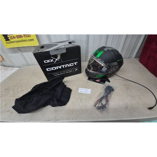 New CKX Contact Snowmobile Helmet with Heated Visor Wiring, Bag, and Original Box Size Large