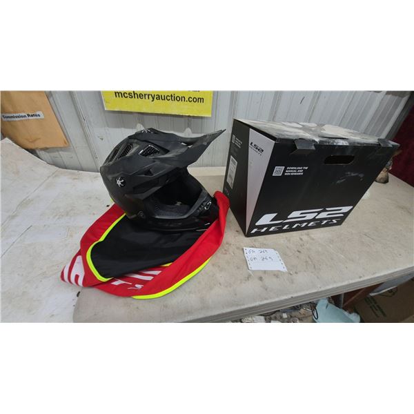 New LS2 Matte Black Full-Face Off-Road Motocross Helmet, Size XXL, with Box and Bag