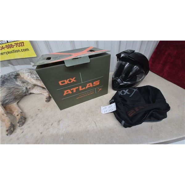 New CKX Atlas Adventure Motorcycle Helmet, Matte Black, with Original Box and Helmet Bag Size Large