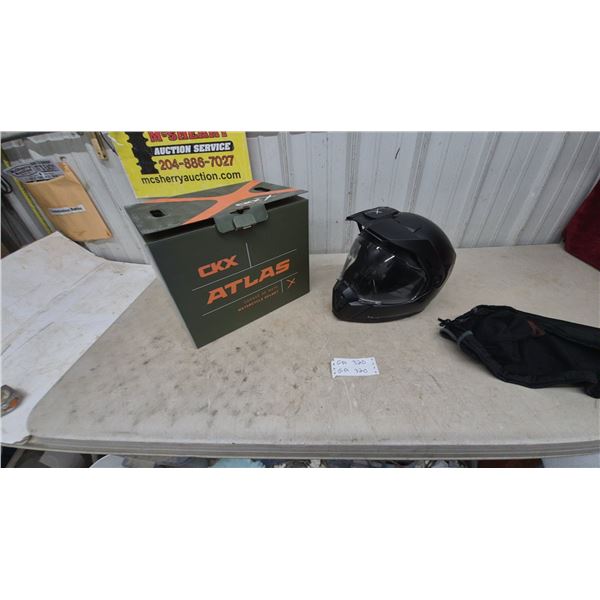 New CKX Atlas X Adventure Motorcycle Helmet, Matte Black, with Box and Carrying Bag. Size Medium