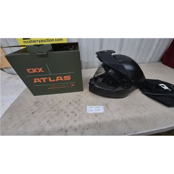 New CKX Atlas Dual-Sport Adventure Motorcycle Helmet, Matte Black, with Box and Bag. Size Large