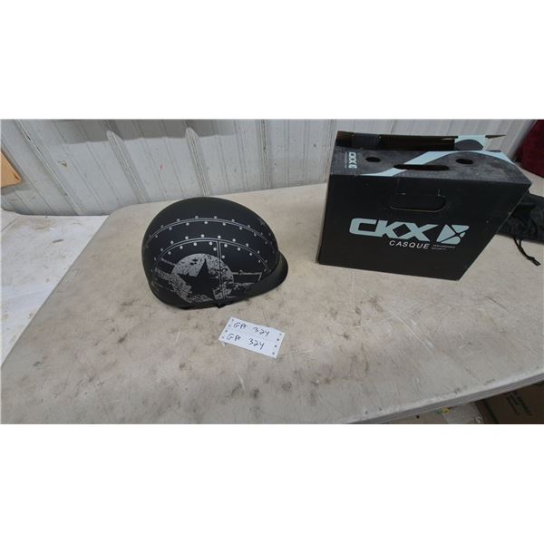 New CKX Revolt Half-Shell Motorcycle Helmet, Matte Black with Distressed Star Graphic, DOT