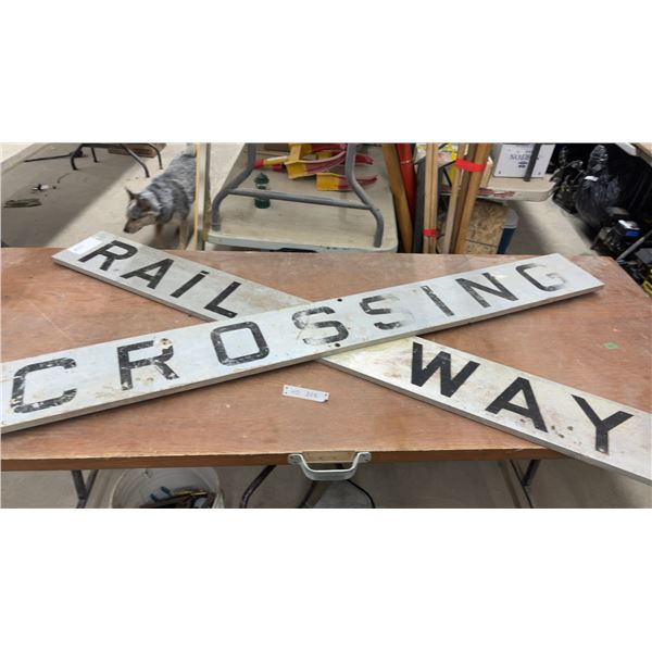 Vintage Metal Railway Crossing Crossbuck Signs, 68 × 8”