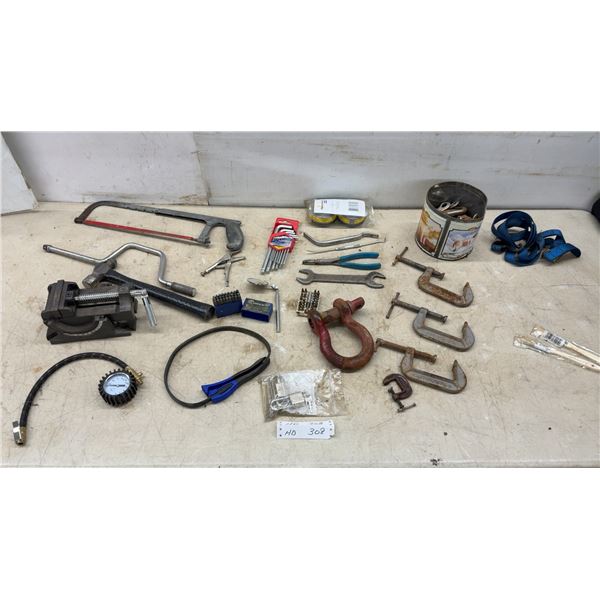 Hand Tools, Hacksaw, C-Clamps, Vise, Wrench, Cotter Pins, Shackle, Tire Gauge